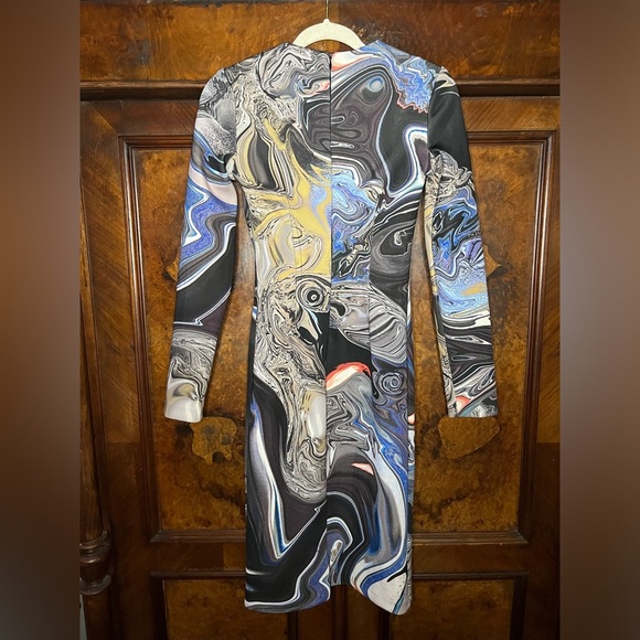 GUC Yigal Azrouël- Bodycon Abstract Scuba Fabric Dress. Size 2 - Picture 3 of 10